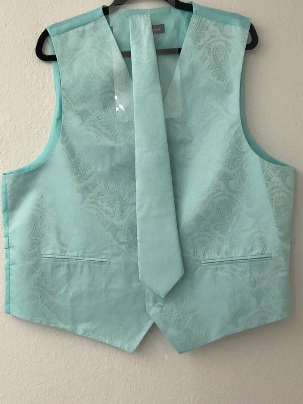ALBERTO CARDINALI MINT GREEN PAISLEY FORMAL VEST & TIE SET - MEN'S XL